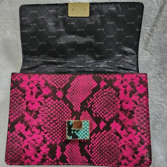 ALDO Women's Faux Leather Snake Print Crossbody Bag Adjustable Strap Multicolor - Picture 6 of 11